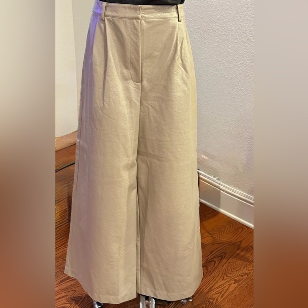 Hutch Beige Wide Leg Pants Faux Leather